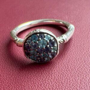 Sterling silver and gemstone John Hardy bamboo ring, size 7